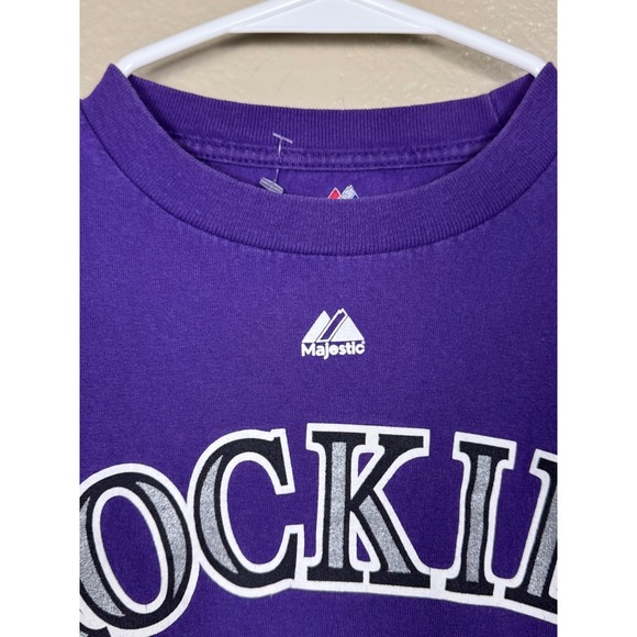Colorado Rockies Carlos Gonzalez #5 Purple‎ Majestic MLB T-Shirt Men's Large - Picture 3 of 4
